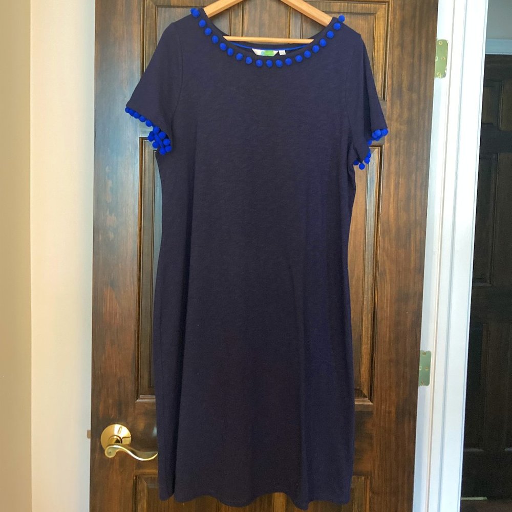 Boden T-shirt dress with pom-pom detail